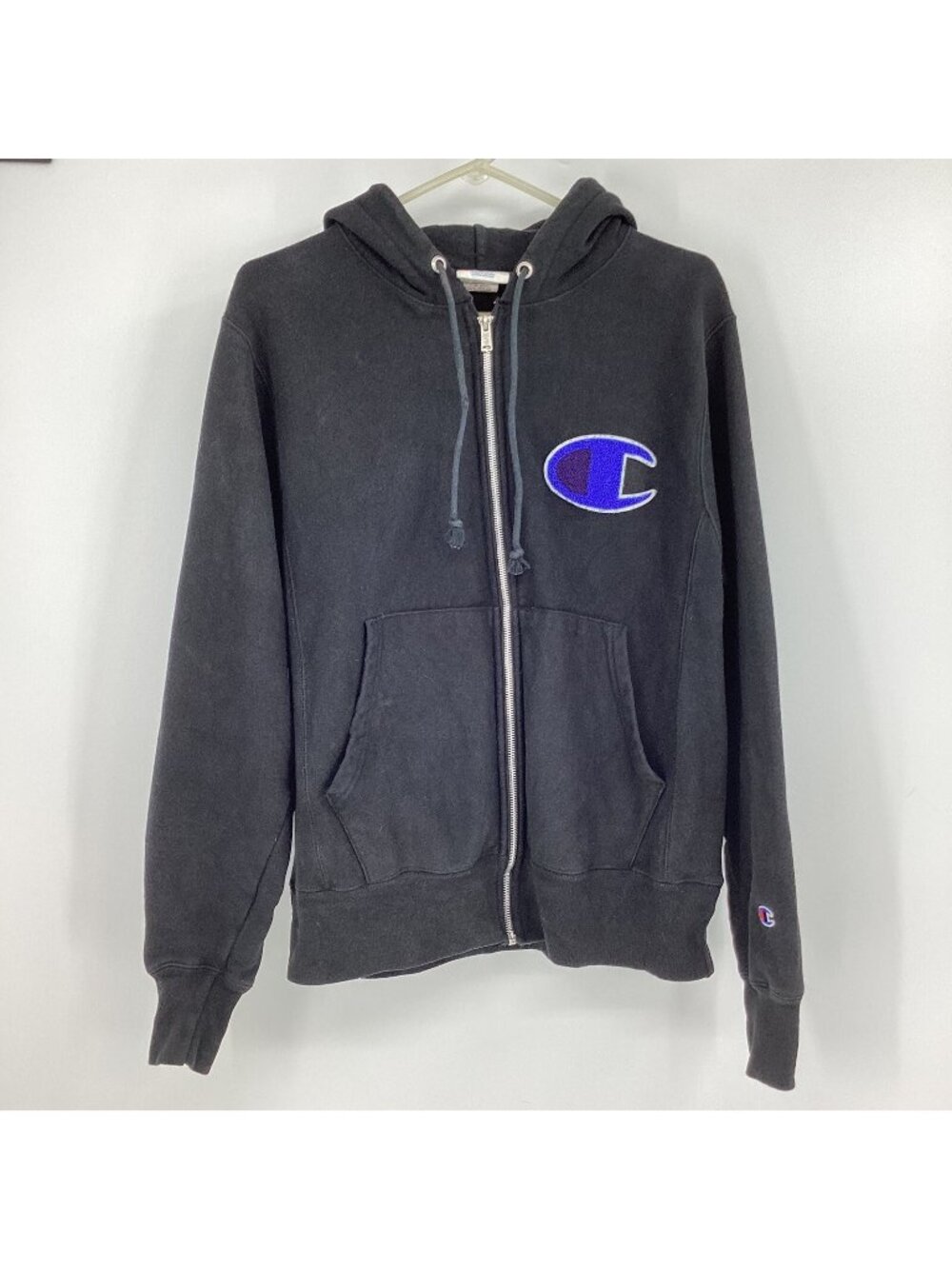 Champion Reverse Weave Zip Up Hoodie  Embroidered Hoodie Y2K 90s Black Sz Small